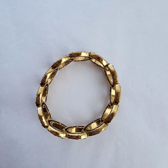 Monet Bracelet Stretchy Goldtone with Champagne Topaz Crystals Elegant Evening - Picture 4 of 5